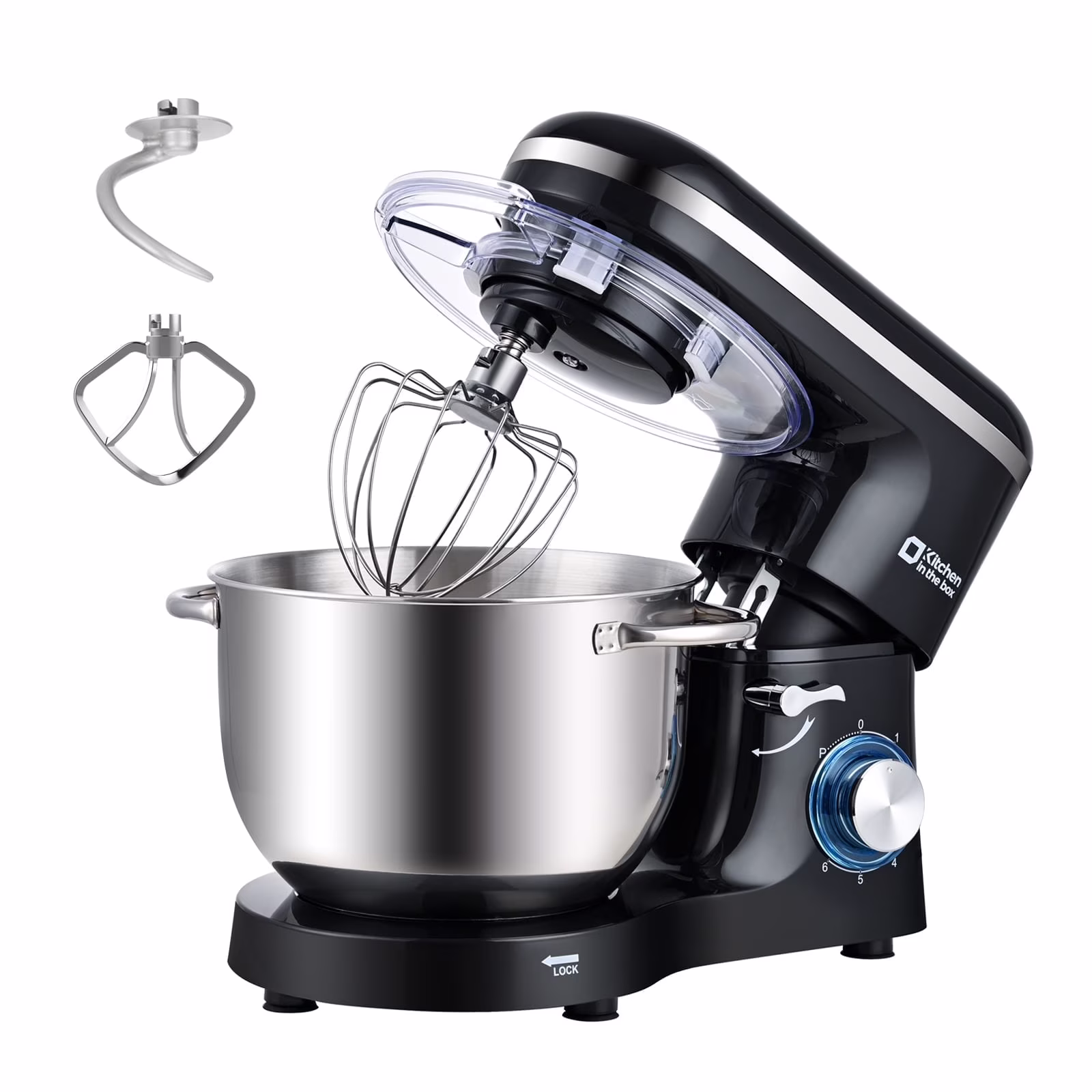 Kitchen in the Box Tilt - Head Stand Mixer, Electric Kitchen Mixer with 6.5QT Stainless Steel Bowl, 660W Food Mixer with 6 - Speed, Black(Red)