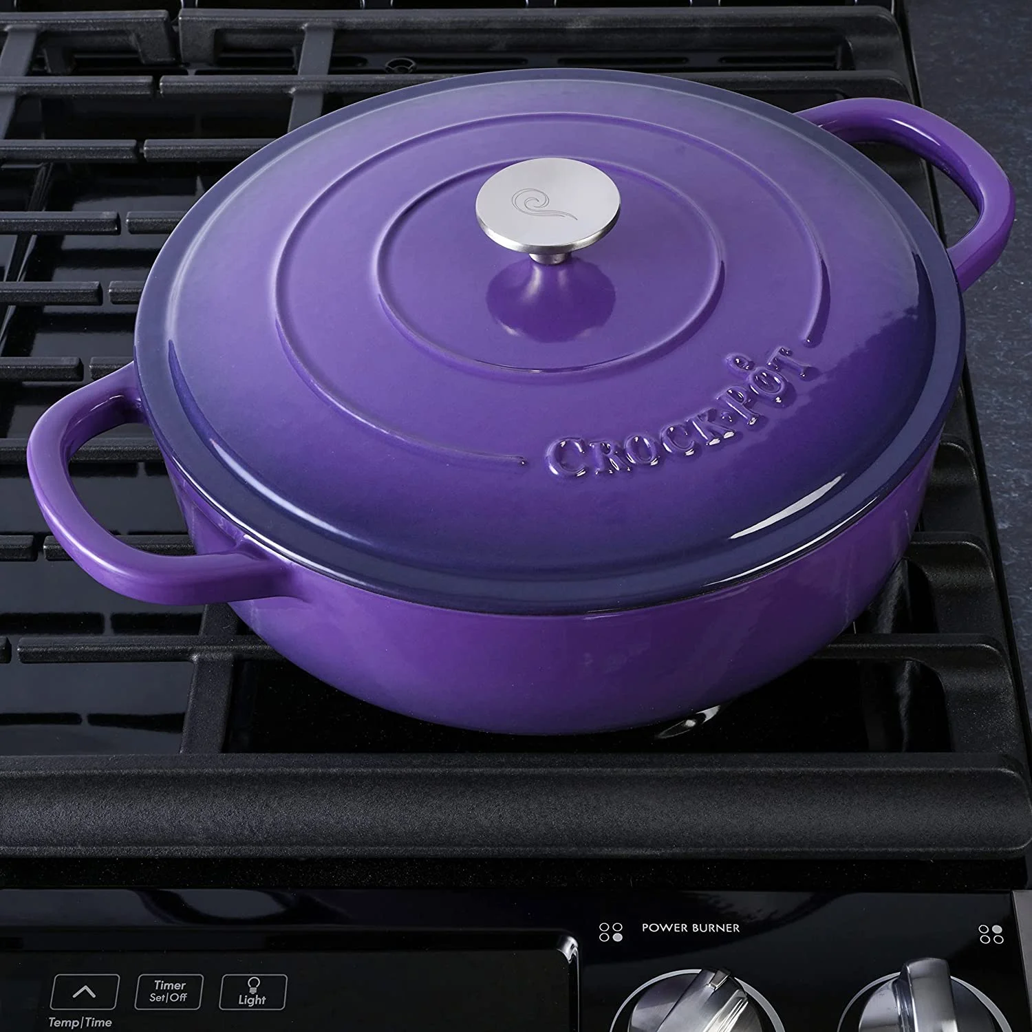 Crock-Pot Artisan 2 Piece 5 Quart Enameled Cast Iron Braiser with Lid in Lavender - Image 6