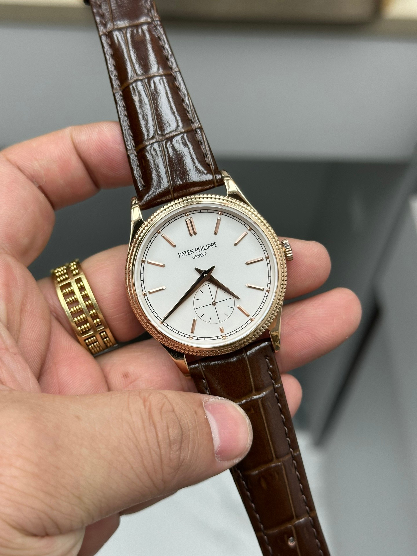 Patek Philippe Calatrava Small Seconds White Dial Leather Strap 6119R 001 Watch