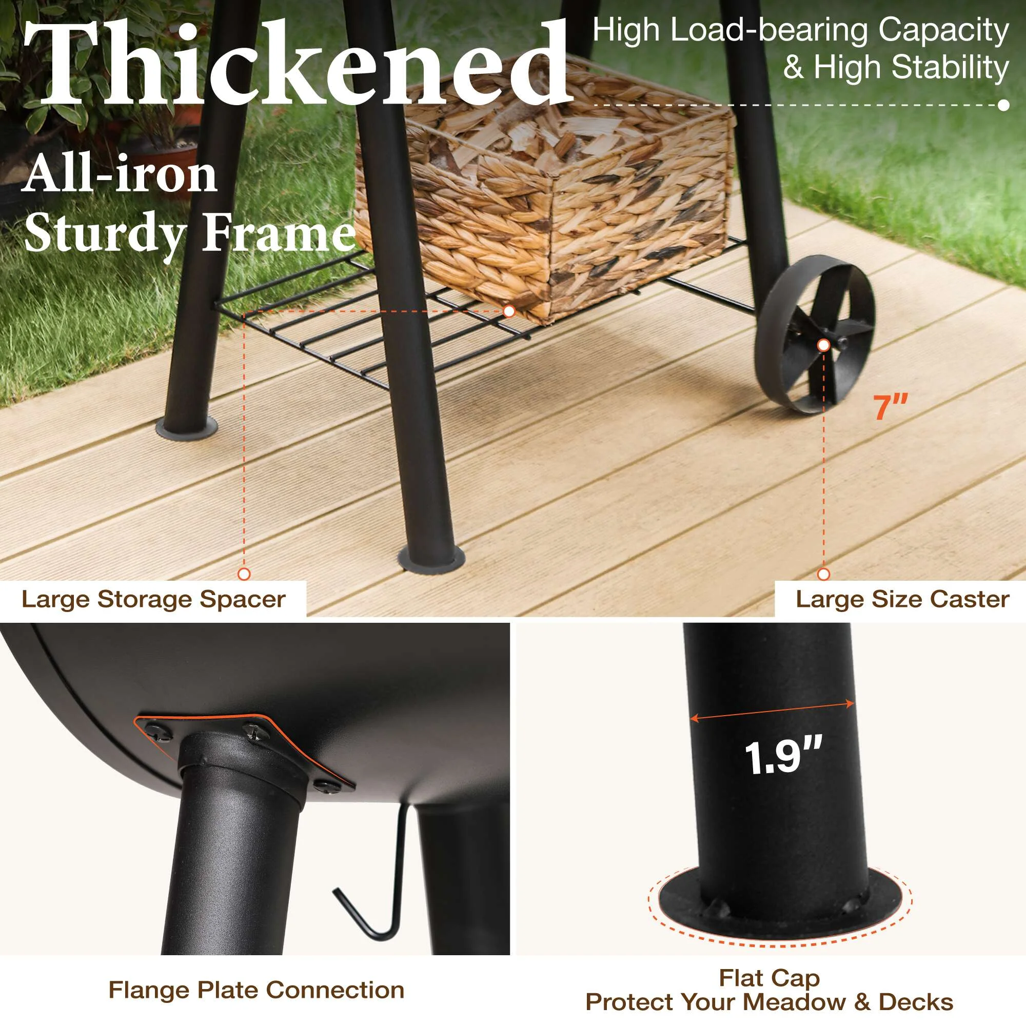 Summit Living Charcoal Grill with Offset Smoker 941 sq.in. Extra Large BBQ Grill Black - Image 12