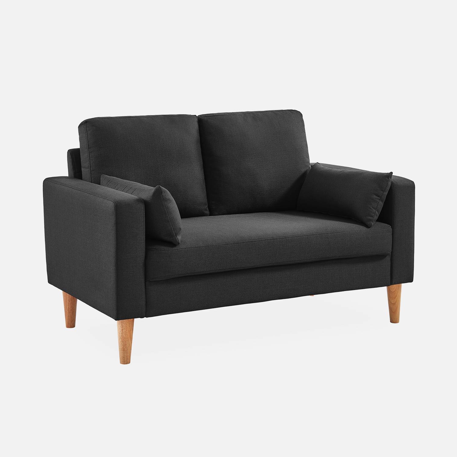 Bjorn - Sofá de tela con patas de madera, 2 plazas