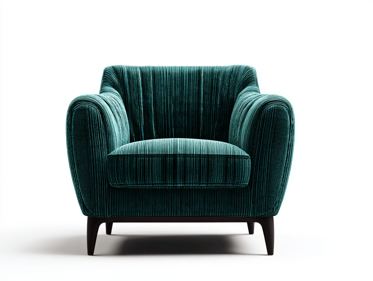 Sillón individual tapizado en terciopelo a rayas – verde – estilo moderno