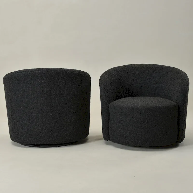 Set of 2 KINWELL 34-Inch Wide Upholstered Swivel Barrel Chairs