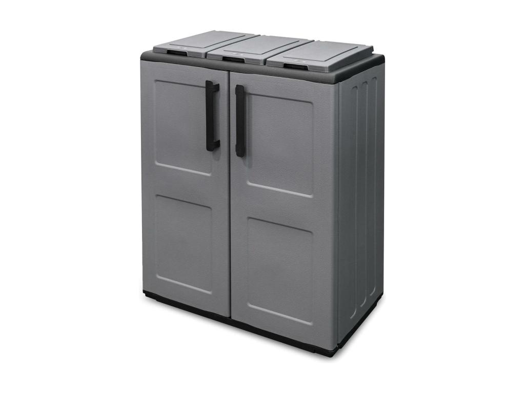 Dagostin Papelera, Papelera, Papelera de Reciclaje 2 Puertas, 100% Made in Italy, 68x37h84 cm, Gris y Negro, Acabado Cuadrado