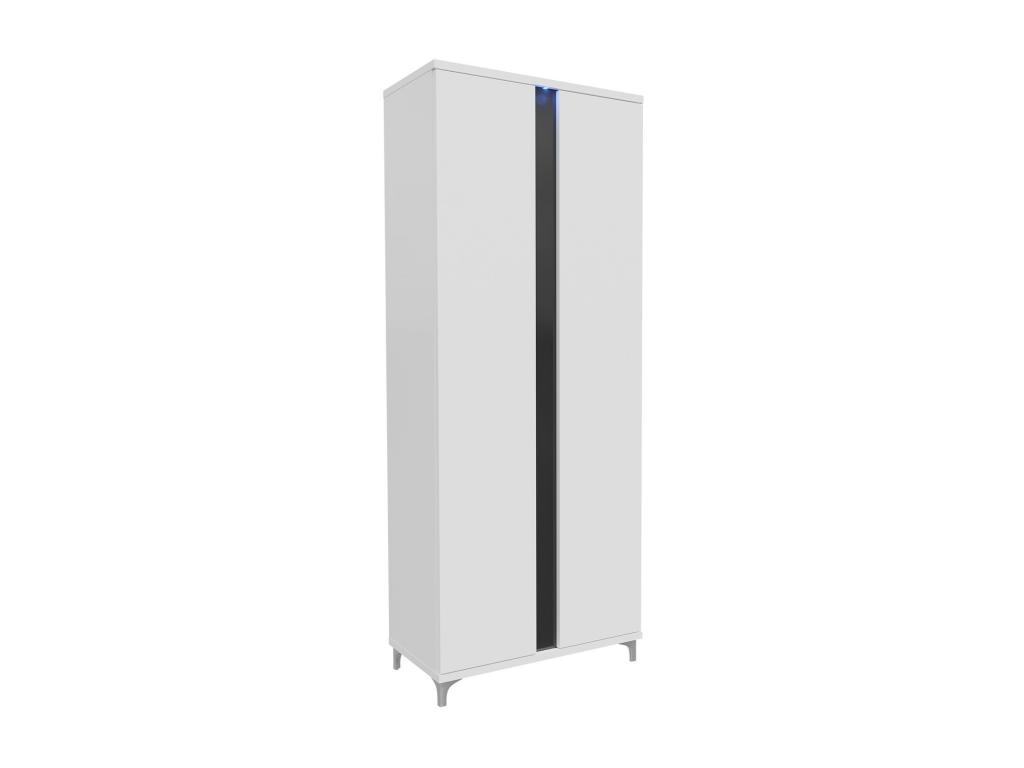 Armario Hominor B114 - Blanco brillante - Blanco - Negro brillante - 200x90x55cm