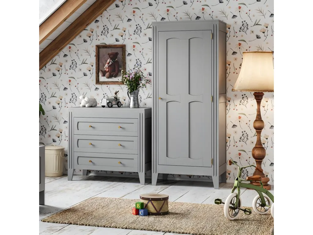 Armario 1 puerta con estantes y barra 80.5x196.8 cm - Francomuebleses