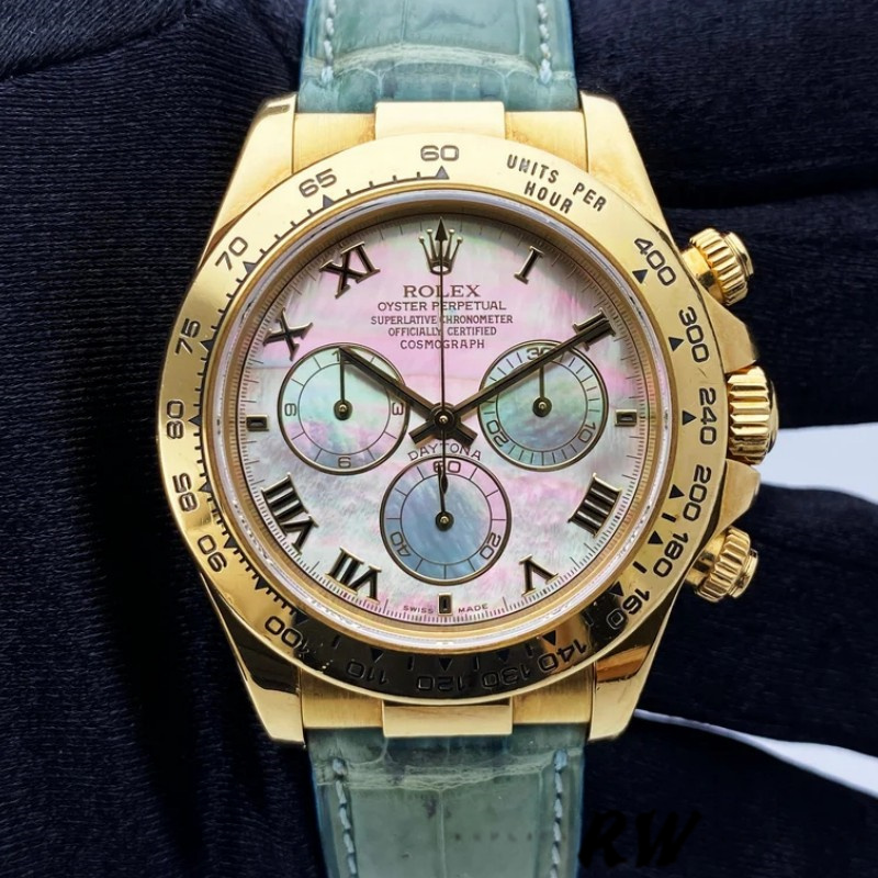 Rolex Daytona 116518 Blue leather strap MOP Dial 40mm Mens Replica Watch