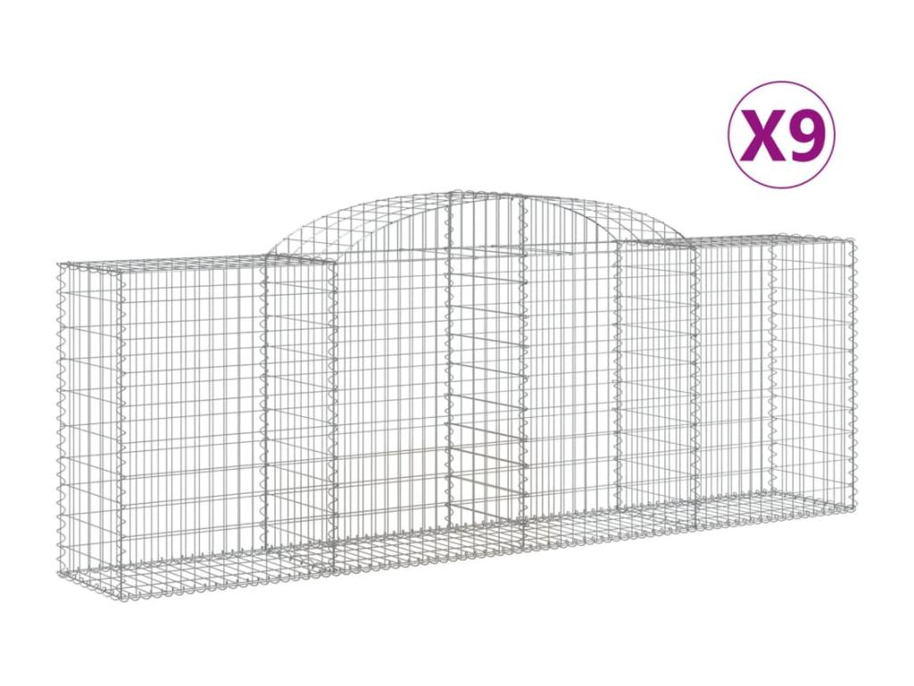 Cestas de gaviones arqueadas 9 piezas 300x50x100/120 cm hierro galvanizado