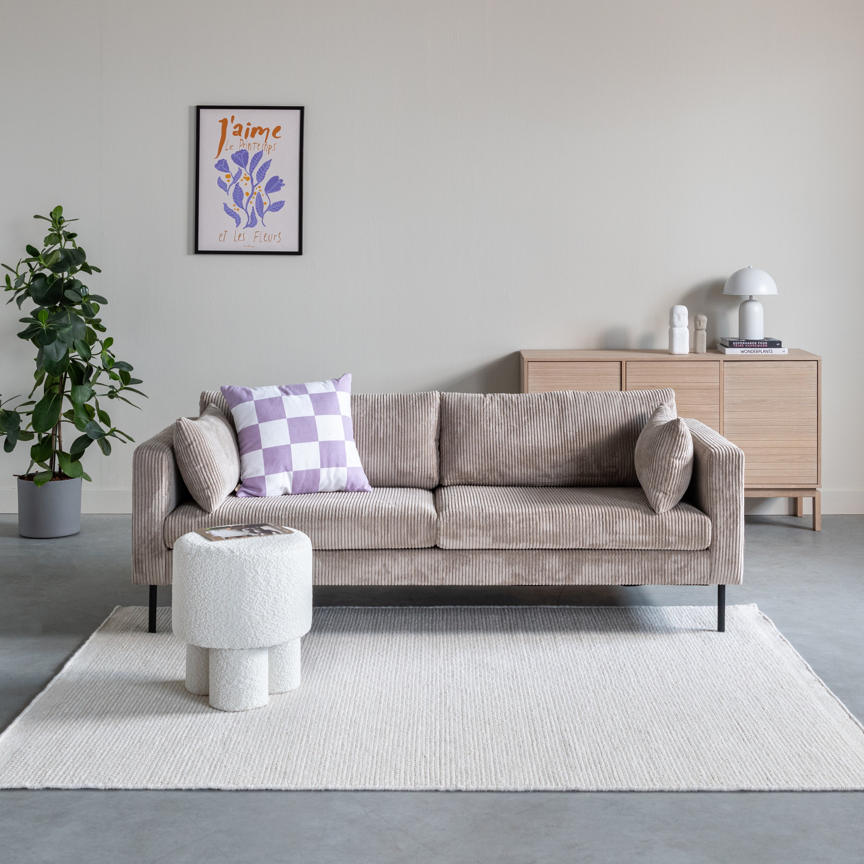 by fonQ Chess Wollen Vloerkleed 200 x 300 cm - Wit