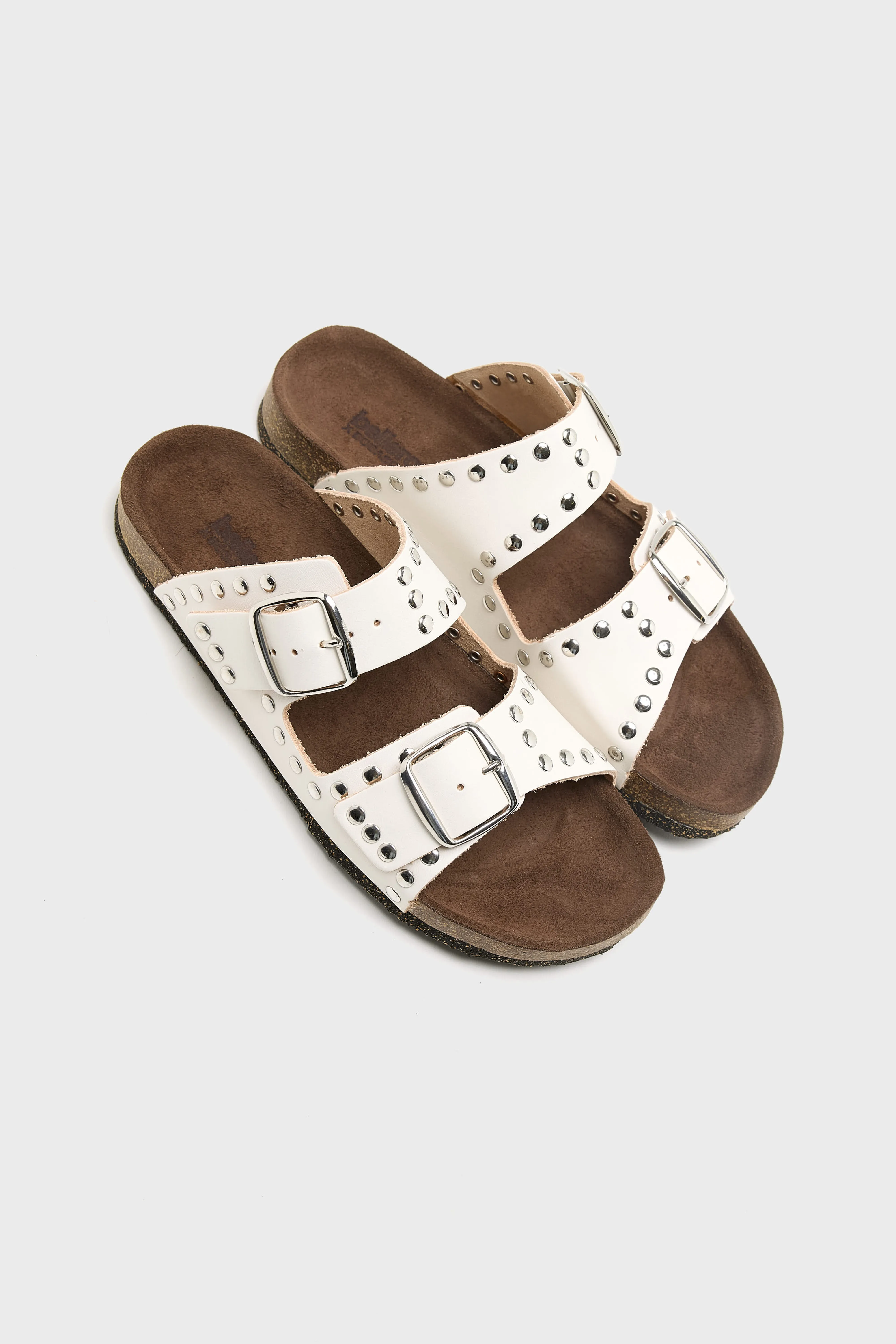Bellerose White Leather Rivet Sandals  (261 / W / WHITE)