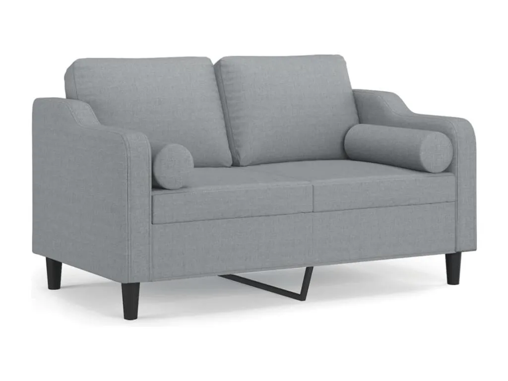 Sofá de 2 plazas con cojines tela gris claro 120 cm