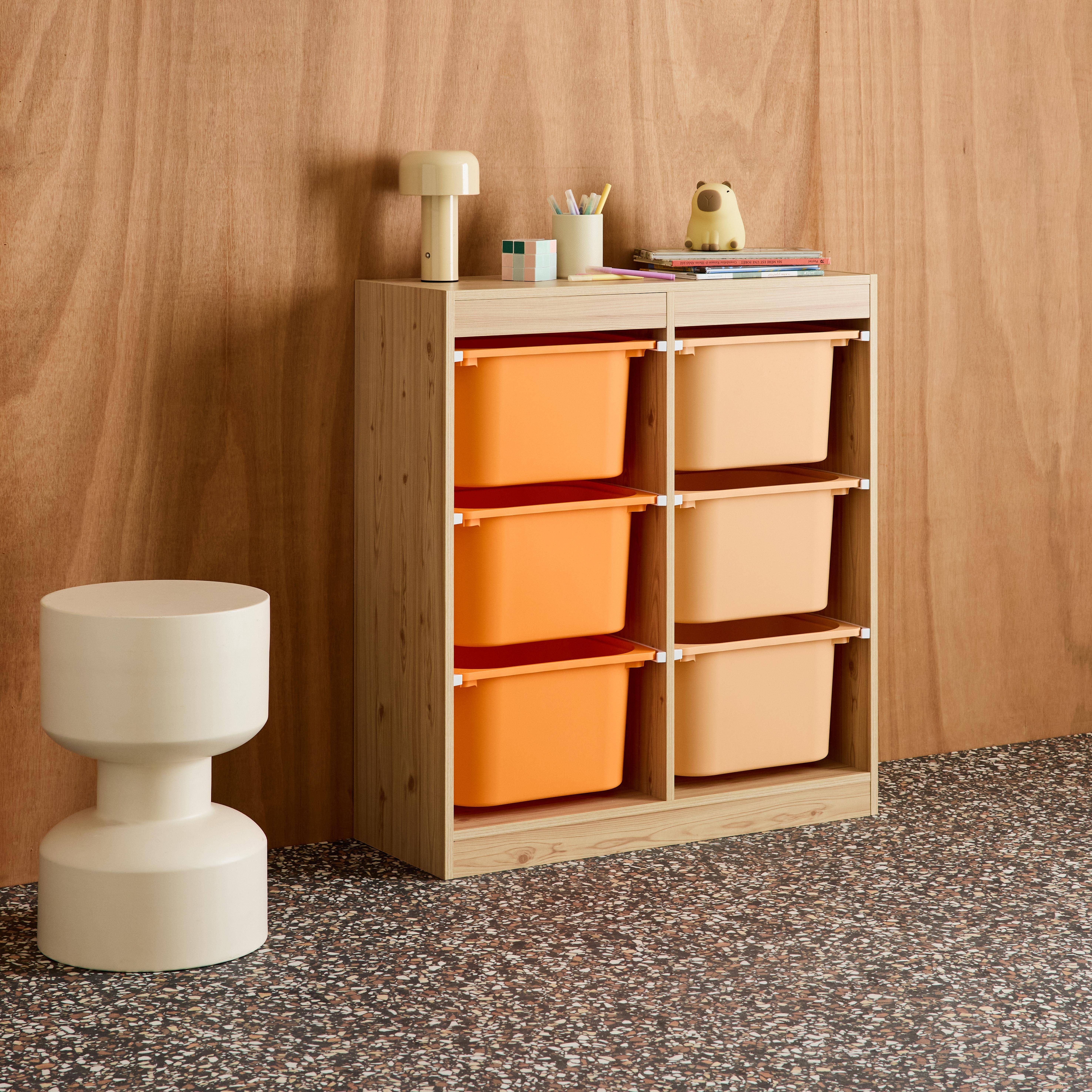Sora - Mueble de almacenamiento infantil, 6 cajas coloridas