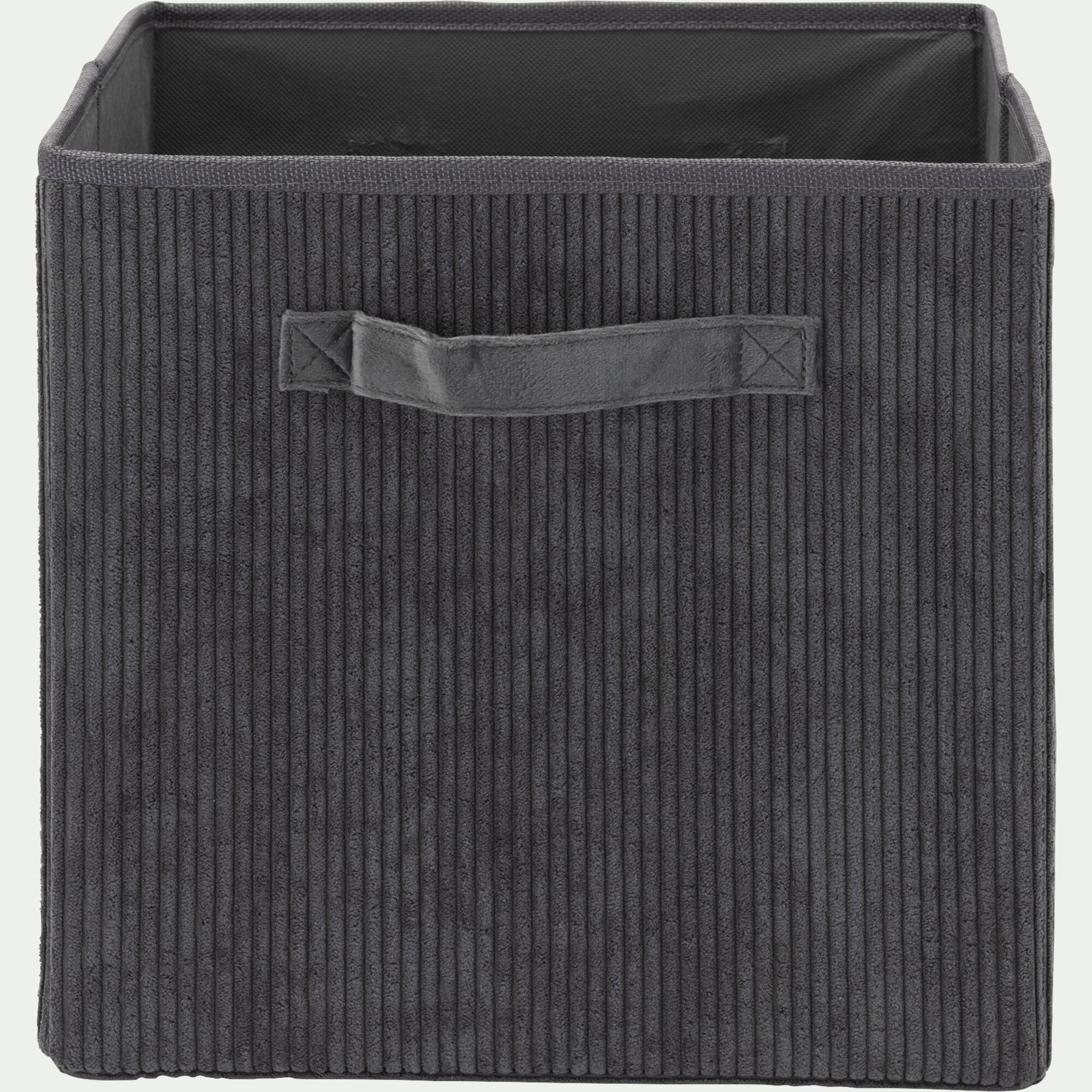 VELA - Panier de rangement en velours côtelé H30xL30cm - gris ardoise