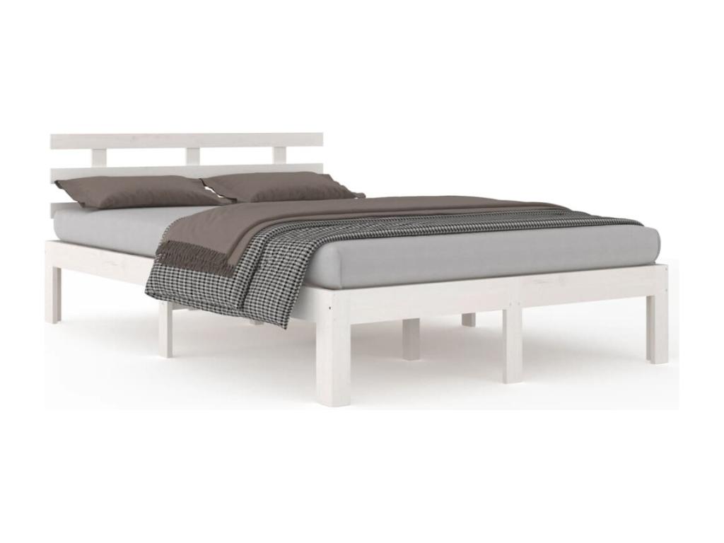 Mueblescolor de cama doble sin colchón madera blanco 150x200 cm