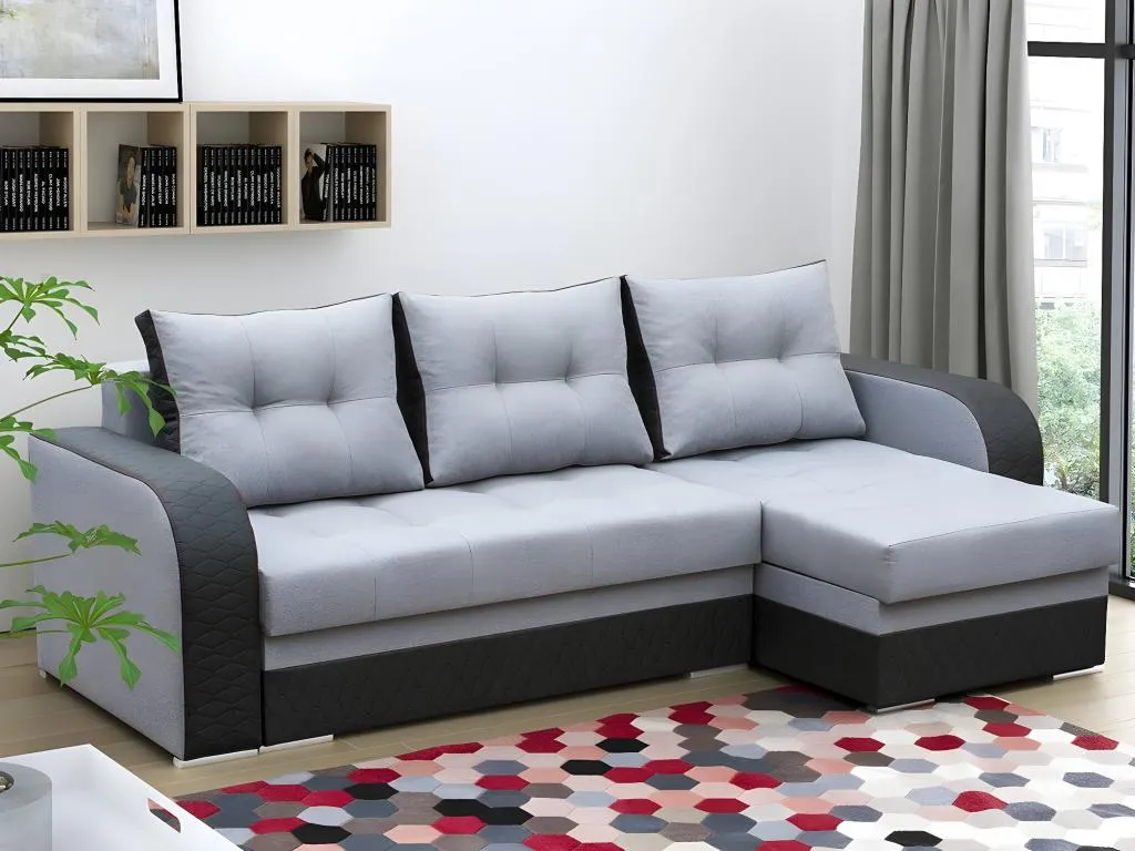 Sofá rinconero Alkihogares 101 Gris Función de descanso Caja de ropa de cama 238x140x88cm