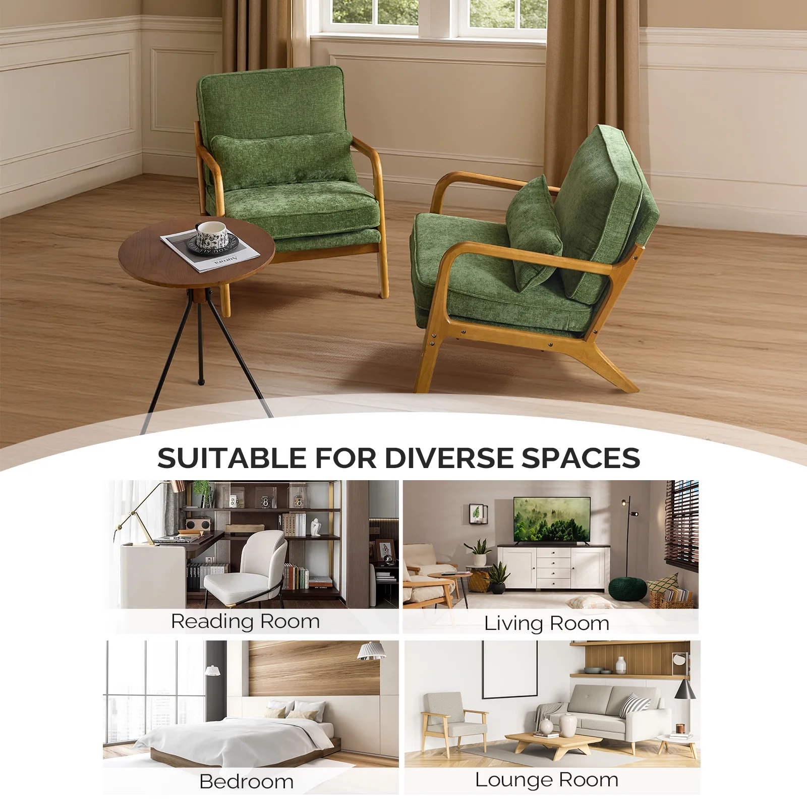 Ktaxon Accent Chair Corduroy Upholstered Armchair, Reading Club Chair with Pillow and Solid Wood Frame for Living Room Bedroom Furniture Off White - Image 102