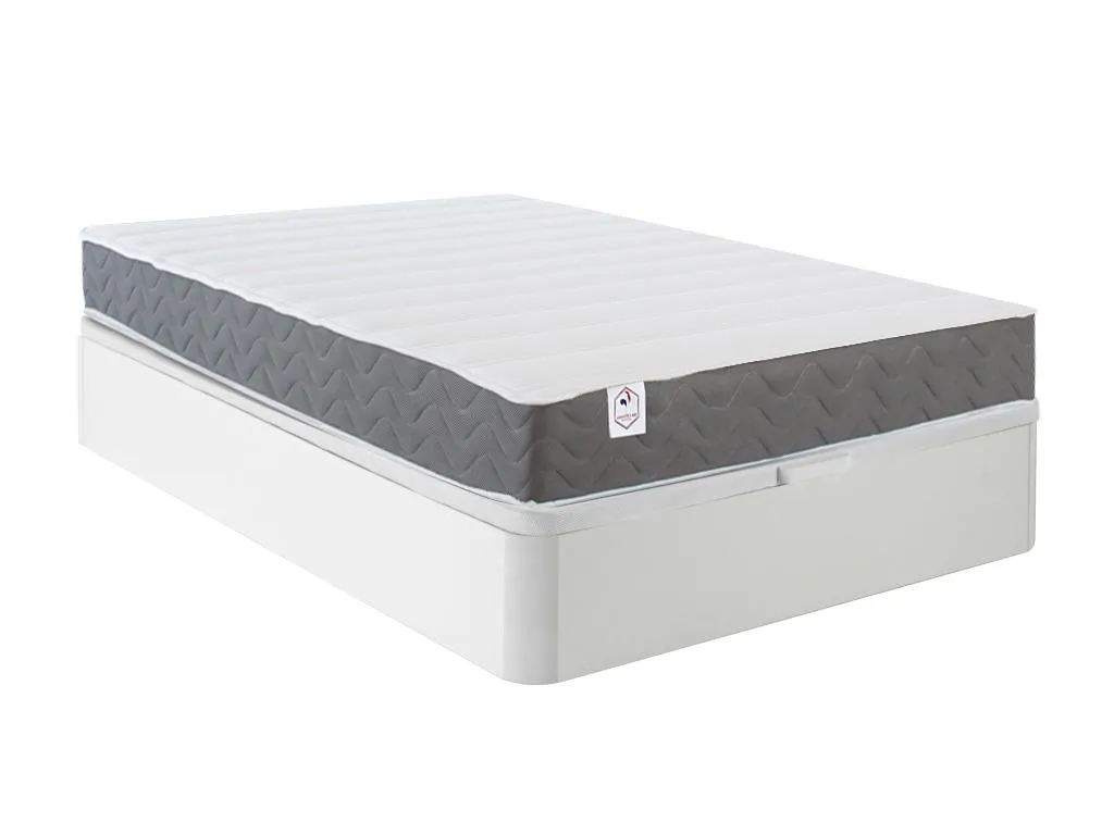 Cama 160x200 cm - canapé abatible blanco colchón de espuma HD - Decopractico 13514YSQZ