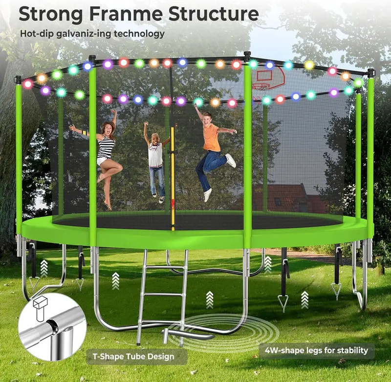 Trampoline With Enclosure Net And Adjustable Basketball Hoop - 8ft, 10ft, 12ft, 14ft, 15ft, 16ft - Image 17 Trampoline With Enclosure Net And Adjustable Basketball Hoop - 8ft, 10ft, 12ft, 14ft, 15ft, 16ft - Image 17
