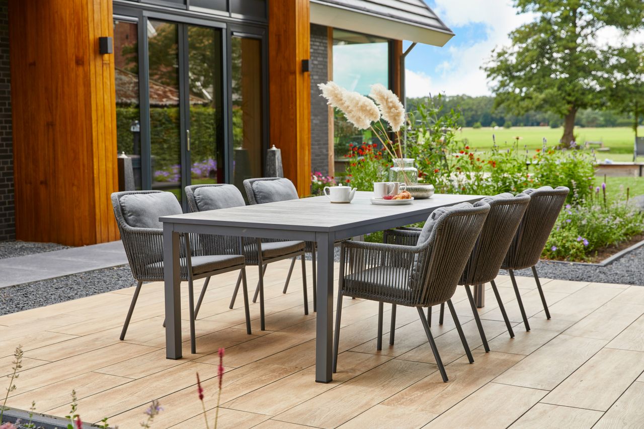 Hartman Comino dining tuintafel 223x105 cm. - Keramiek Grijs