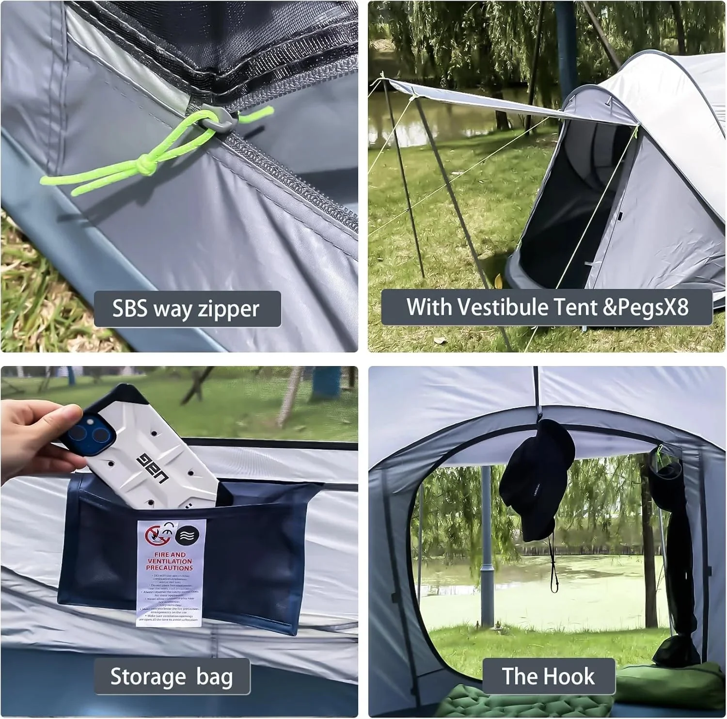 4 Person Pop-Up Camping Tent, Waterproof, 2 Doors, Automatic Setup - Image 6 4 Person Pop-Up Camping Tent, Waterproof, 2 Doors, Automatic Setup - Image 6