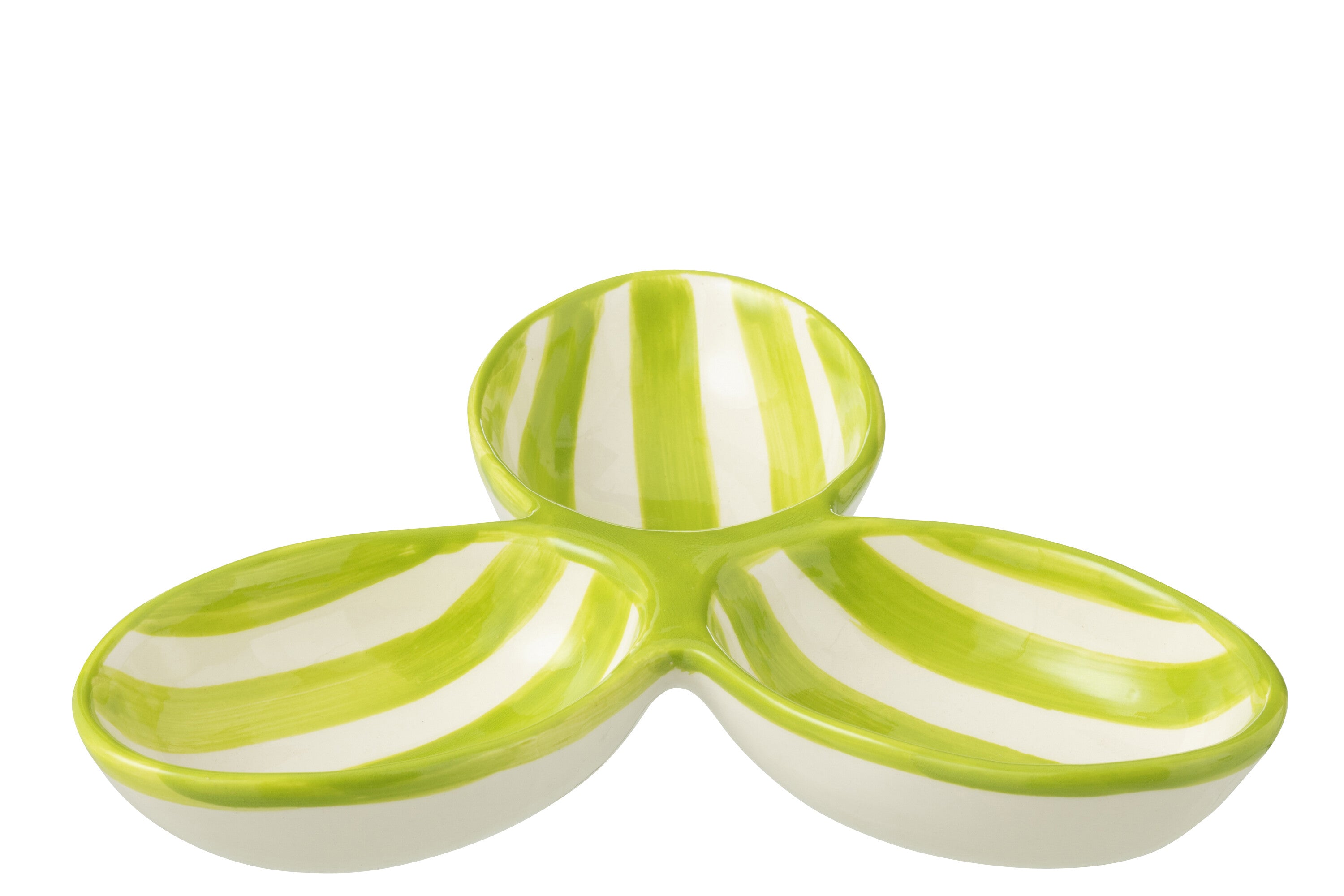 J-Line serveerschaal Granada Stripes Clover - keramiek - wit