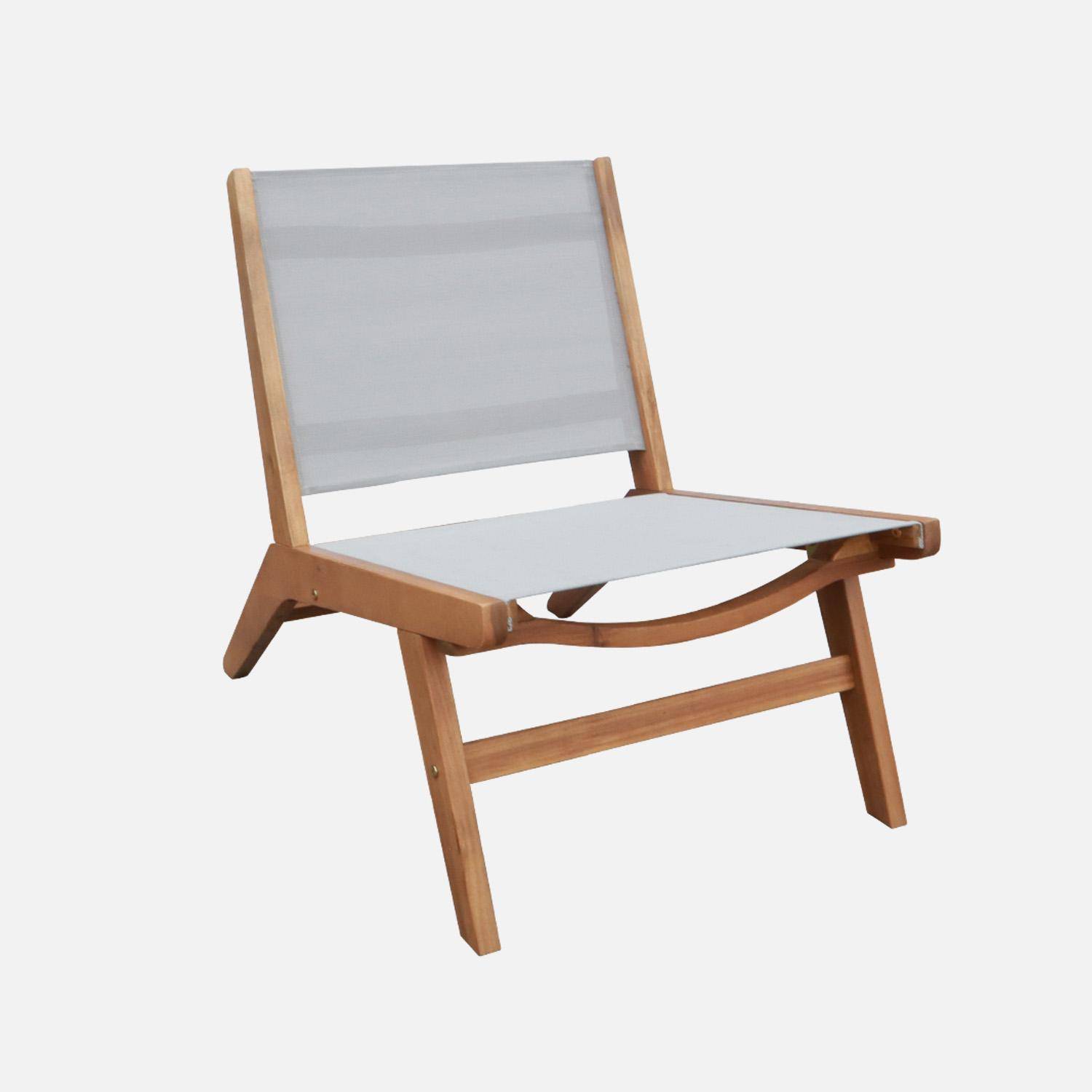 Madera - Sillón relax de madera de acacia y textilene, set de 2