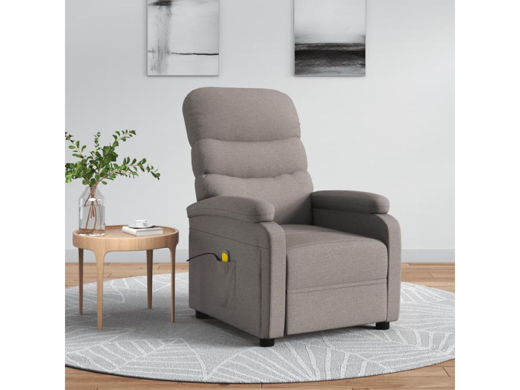 Sillón de masaje reclinable de tela gris taupé