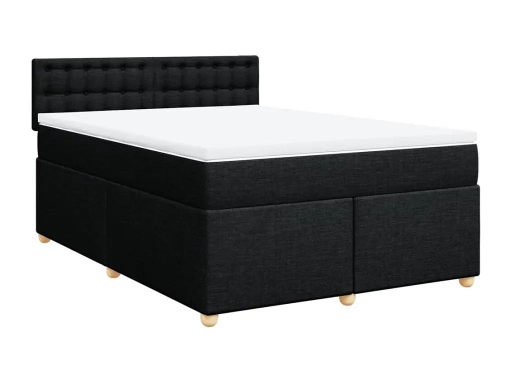 Cama box spring con colchón tela negro 140x190 cm jwt3519637