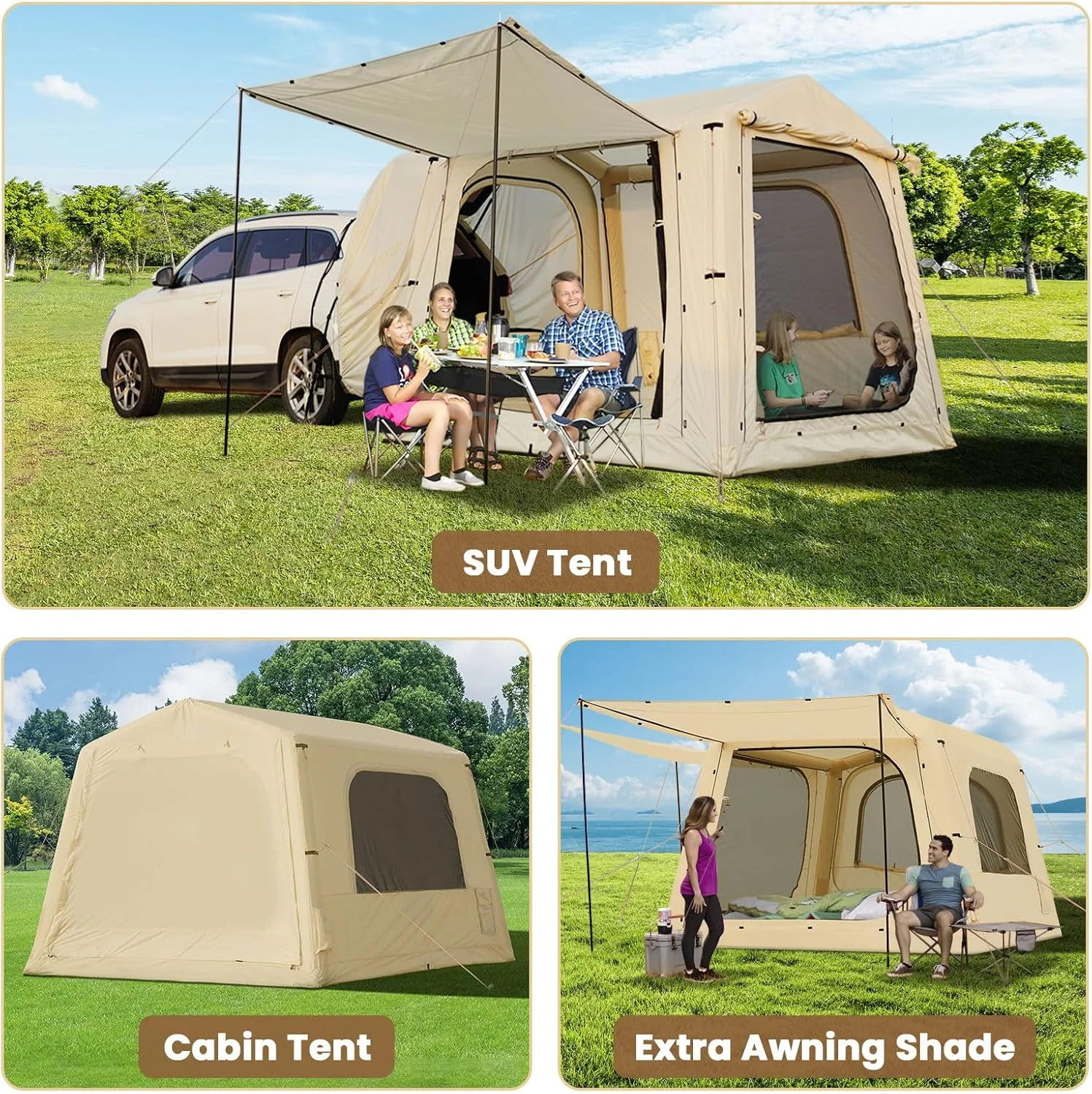 Lilypelle 4-6 Person Blow Up Inflatable Tent with Stove Jack, Hot Tent for Camping with Hand Pump, Waterproof Inflatable Camp Tent with Mesh Windows, Easy Setup Glamping Inflatable House - Image 36
