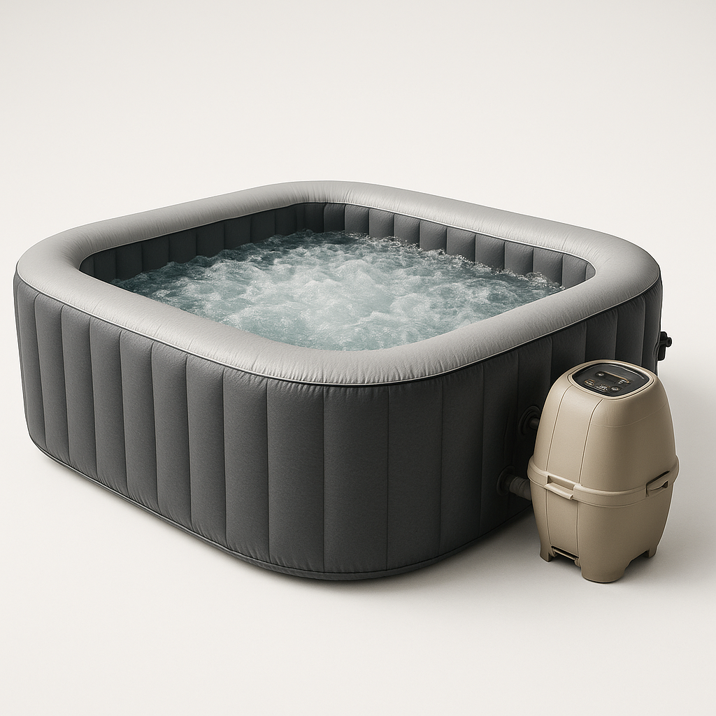 Spa hinchable cuadrado gris PVC exterior jardín 180 x 180 x 66 cm
