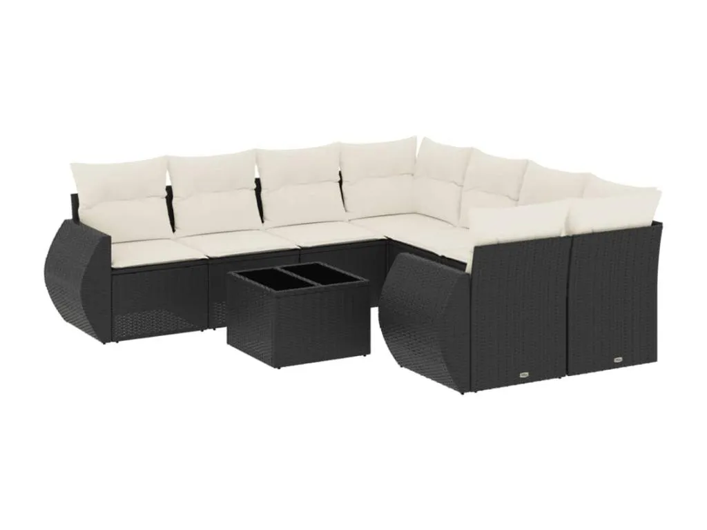 Set de sofás para exterior 8 piezas - Ratán negro con cojines Biocasahogar AD7337291