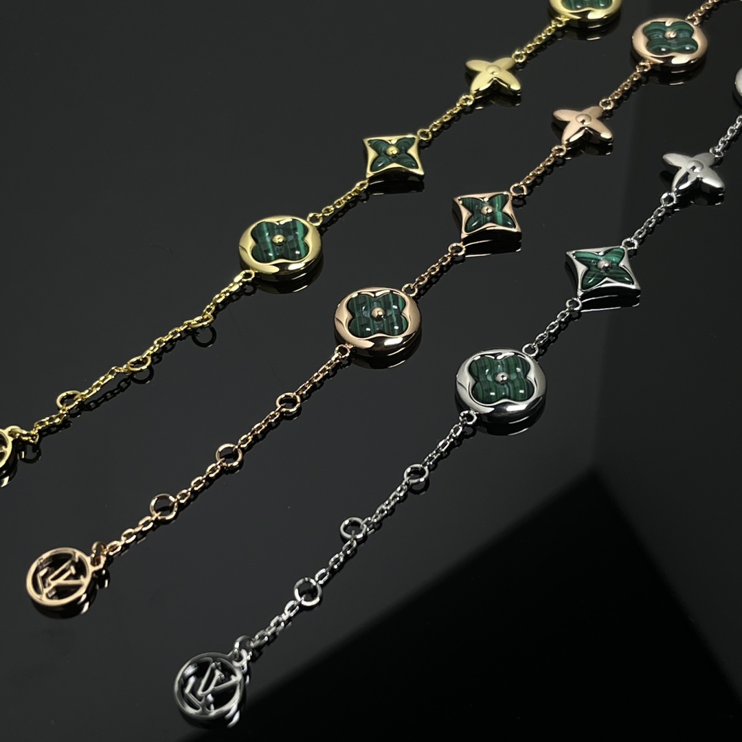 Louis Vuitton 5 Motifs Green Malachite Star Sun Blossom Bracelet - Original Replica Club