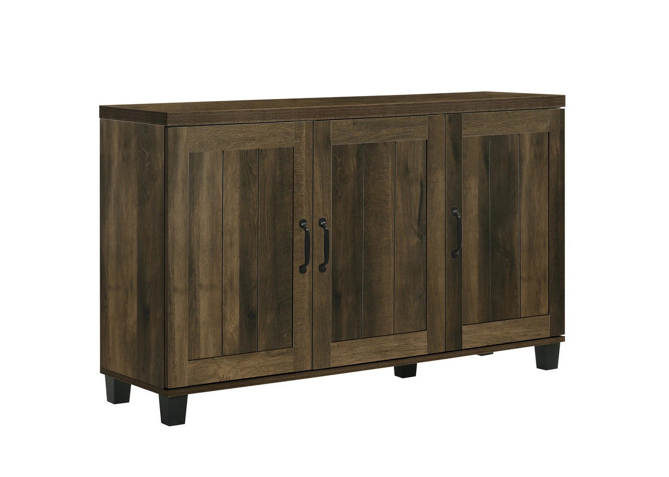 Qumbnk Wood Shoes Storage Cabinet with Handle, 3 Door Accent Cabinet for Living Room, Bedroom, Dark Brown - Image 2