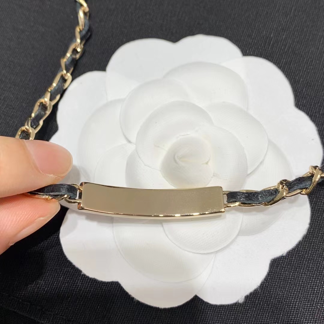 Chanel Leather Cuban Chain Choker Necklace - Original Replica Club