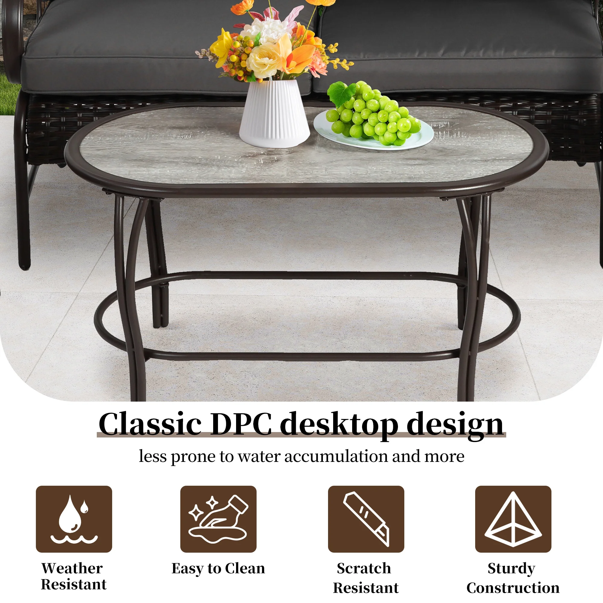 Patio Sofa Set, 4 Pieces Outdoor Sectional Furniture, All-Weather PE Rattan Wicker Patio Conversation Set, Cushioned Sofa Set with Coffee Table for Patio Garden Poolside Deck - Image 30