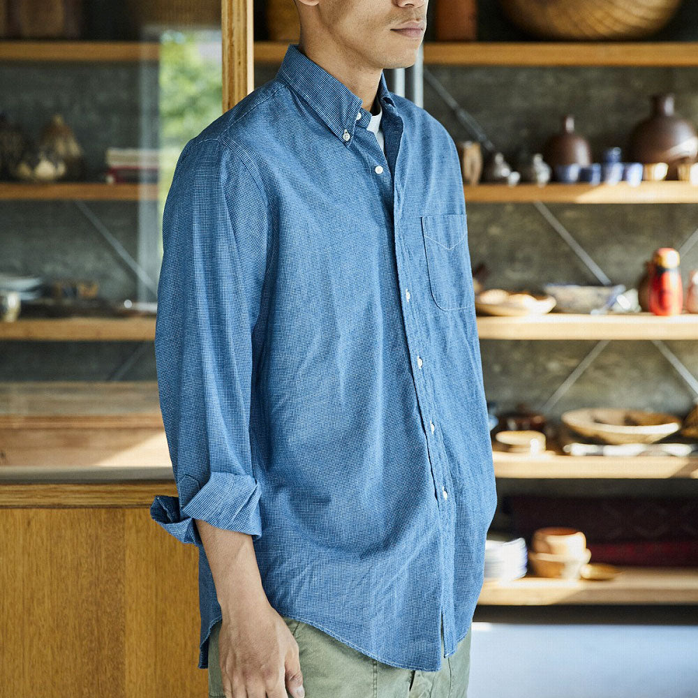 OrSlow - Chemise Chambray Petits Carreaux - Bleu