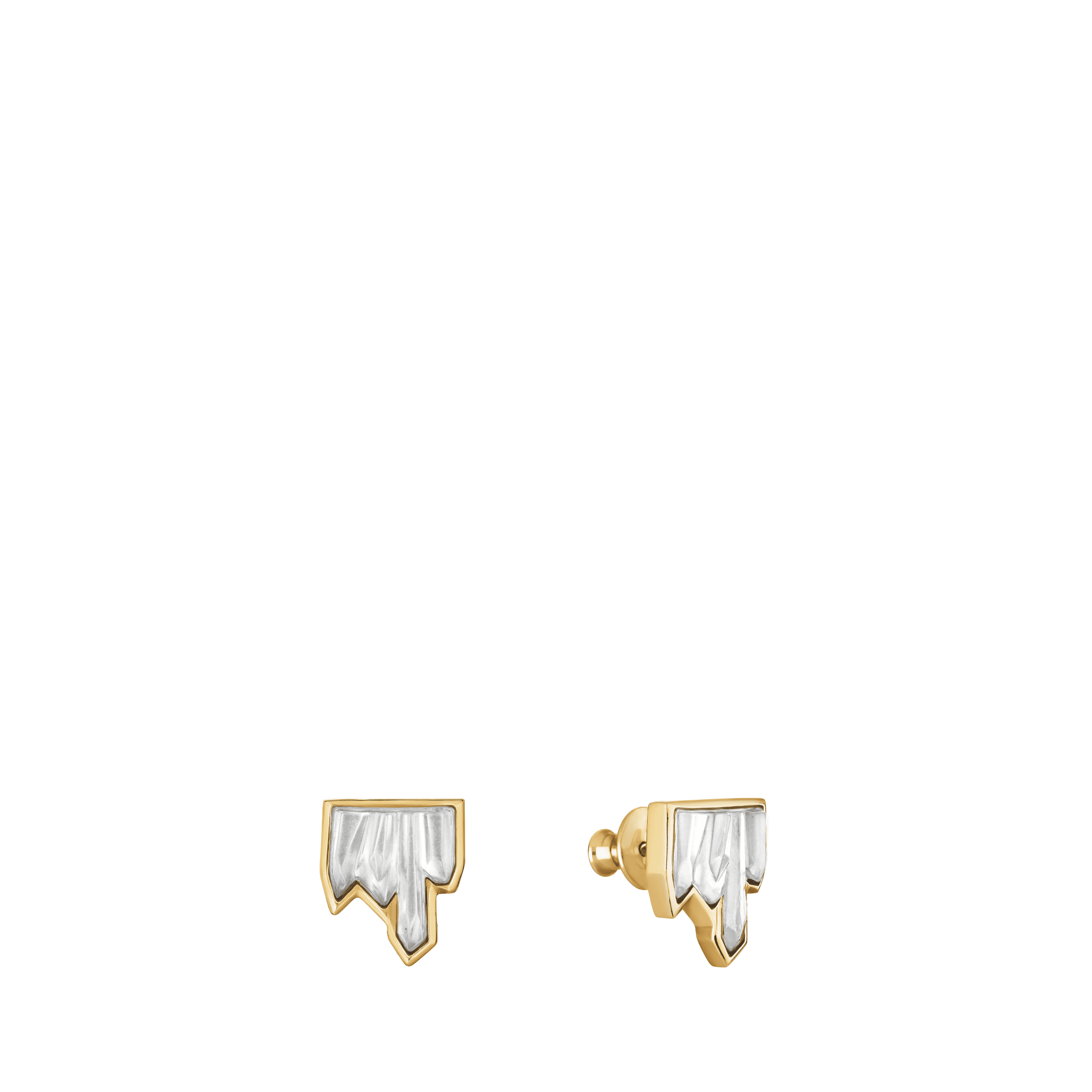 PUCES D'OREILLES TERRAMINERAL - CRISTAL INCOLORE, PLAQUÉ OR JAUNE 18 CARATS