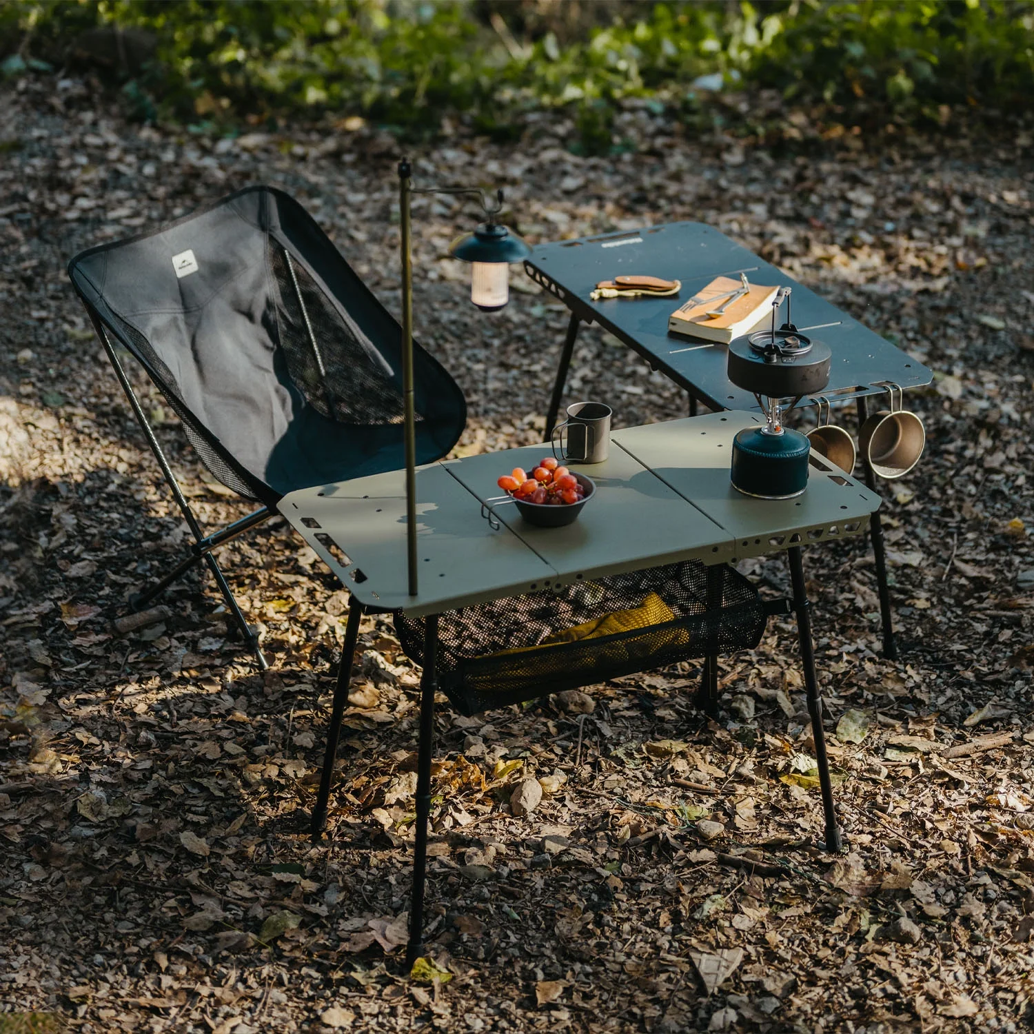 Naturehike, Portable Camping Table, Outdoor Detachable Tactical Camping Table, Lightweight Aluminium Camping Table with Light Pole, Adjustable Height - Image 2