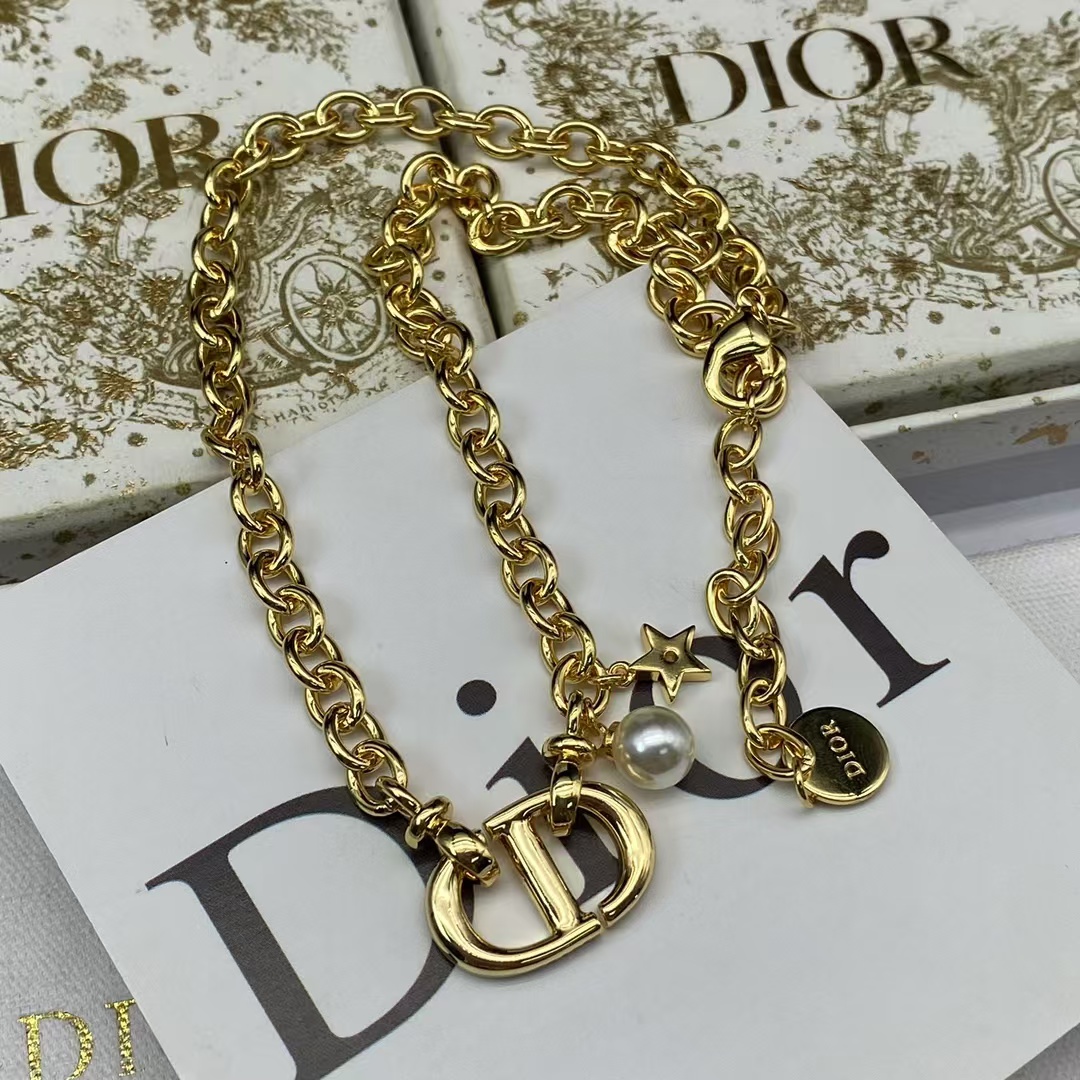 Dior CD Pendant with Star Pearl Charm Necklace - Original Replica Club