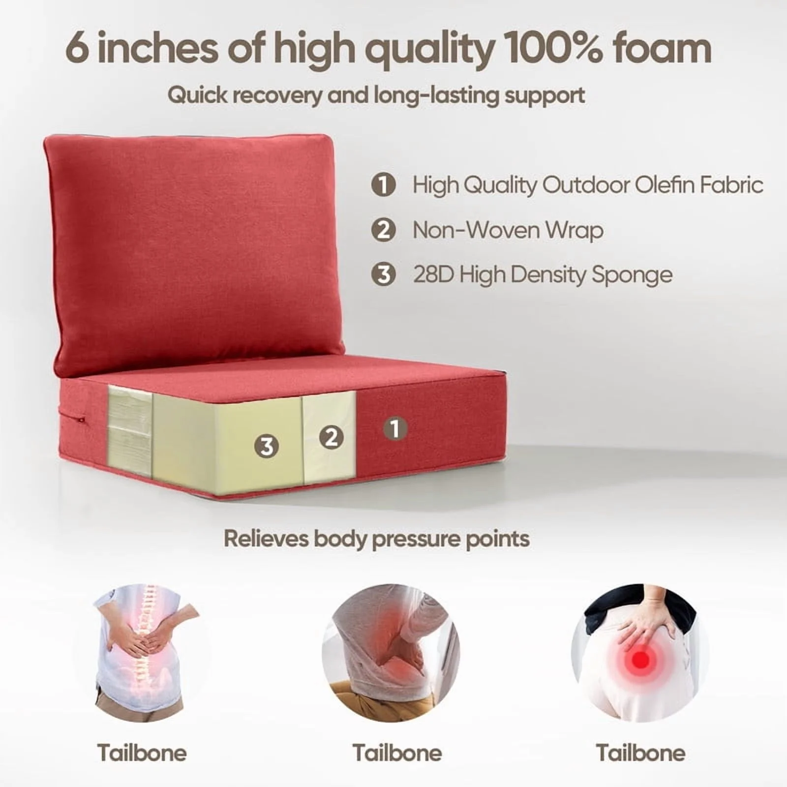 Bellefurn Outdoor Deep Seat Cushion 24 X 24 X 6 inch for Patio Furniture,Outdoor Chair Cushions Waterproof & Fade Resistant Patio Furniture Cushions for Wicker Chair, Sofa, Couch - Image 29