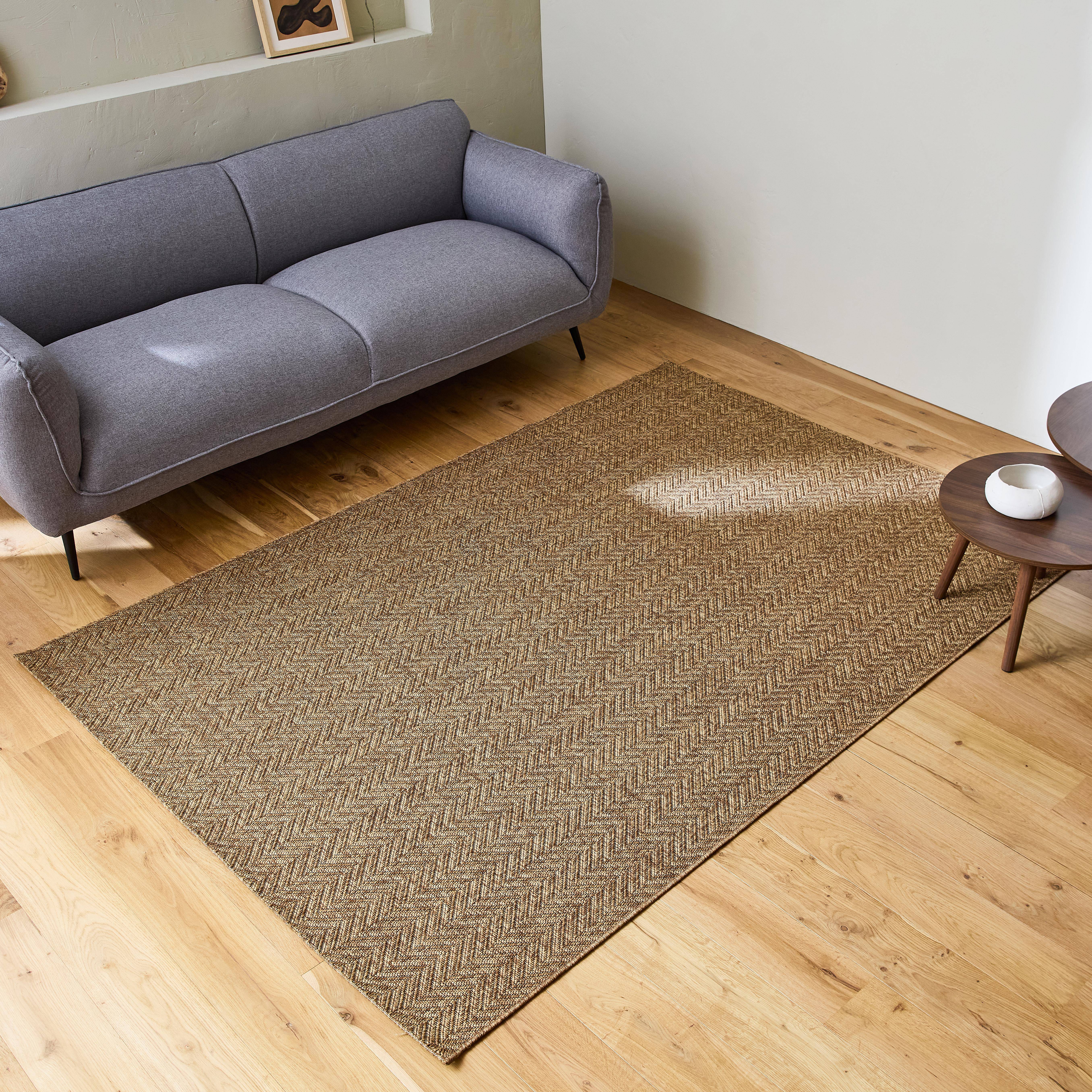 Oliver - Alfombra interior/exterior efecto yute color caramelo