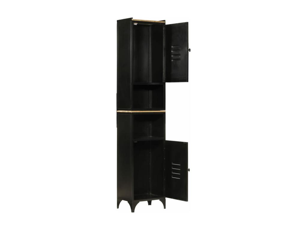 Mueble de baño hierro y madera maciza de mango 40x27x180 cm