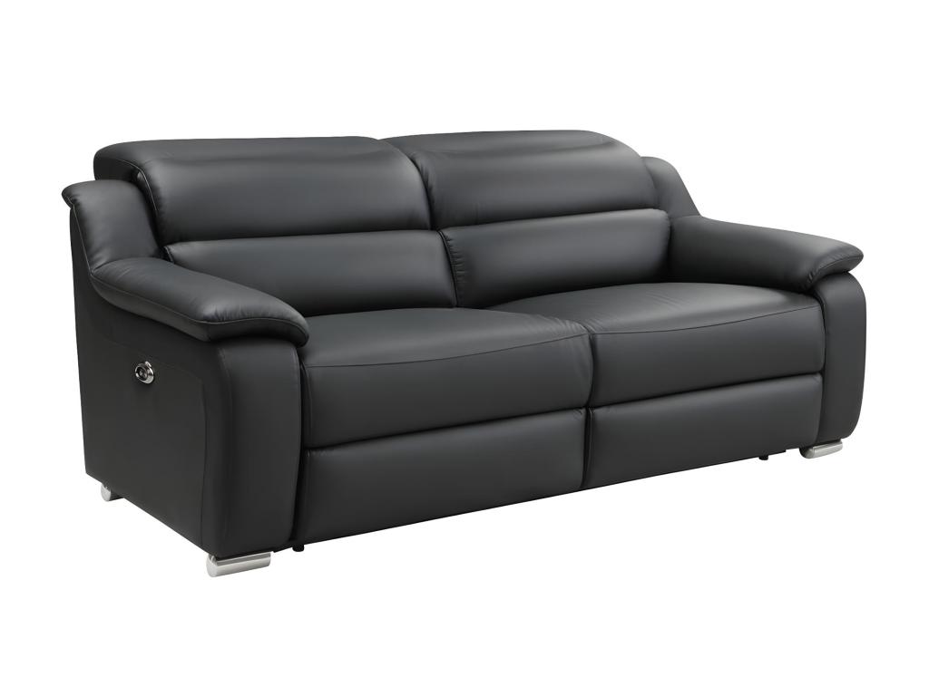Sofa de 3 plazas relax de piel en color negro