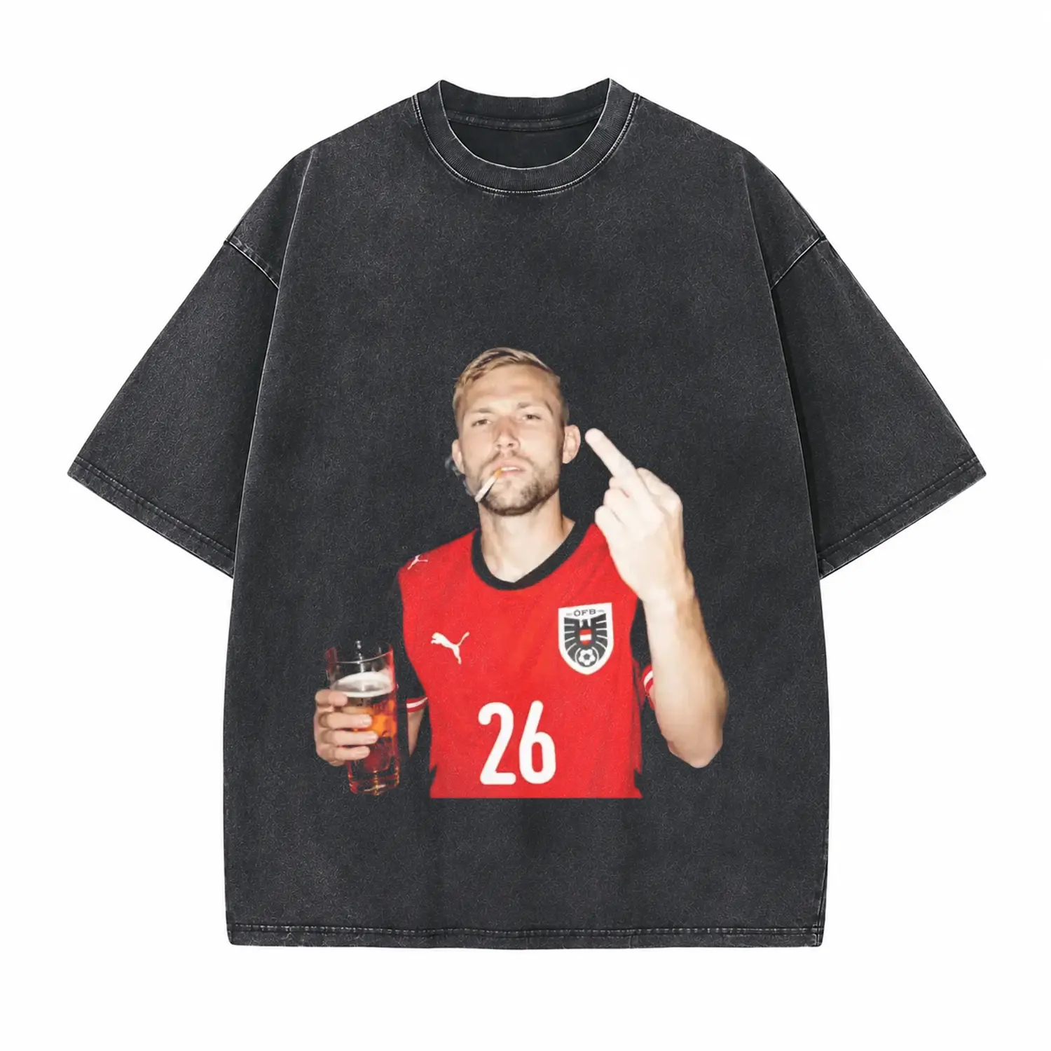 Football Player Parody Printed Unisex Washed T-Shirt