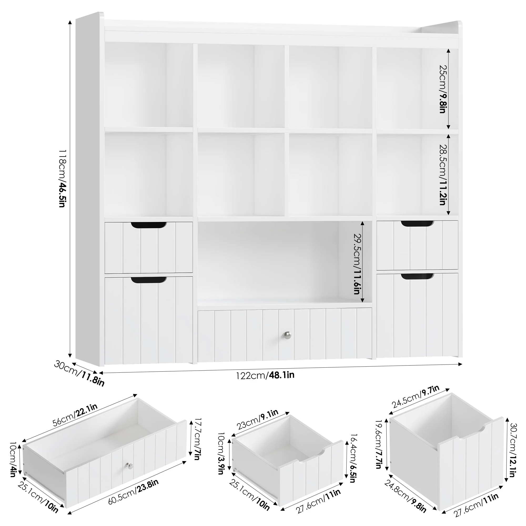 Homfa Kids Toy Storage Organizer with Cubby, Kids Toy Storage Chest with Removable Drawers, Kids Bookcase for Playroom Bedroom Living Room, Pink - Image 15
