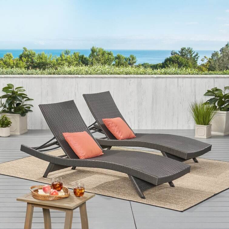 WAYFAIR Breton Outdoor Wicker Chaise Lounge (Set Of 2)