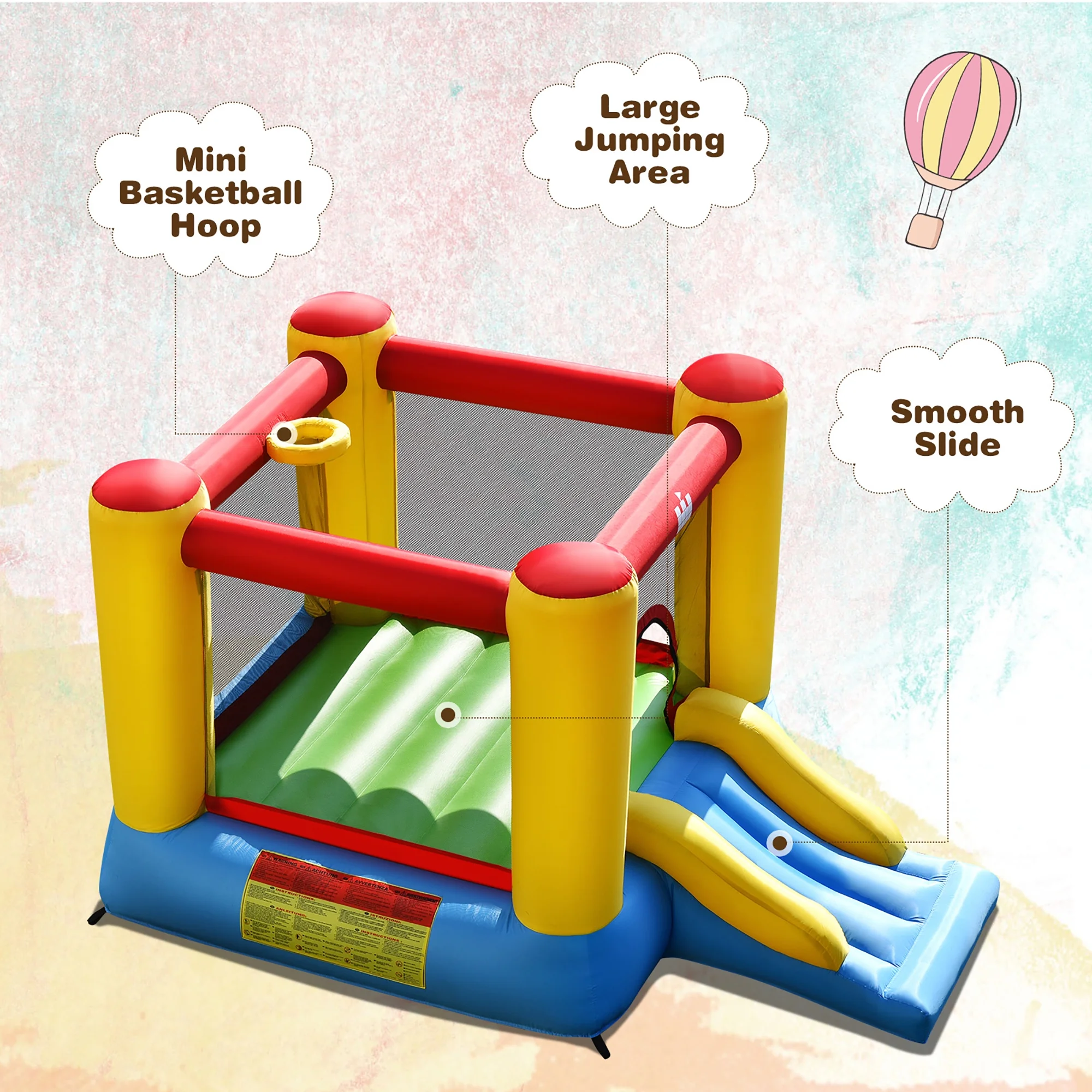Costway Inflatable Bouncer Kids Bounce House Jumping Castle Slide with 480W Blower - Image 15