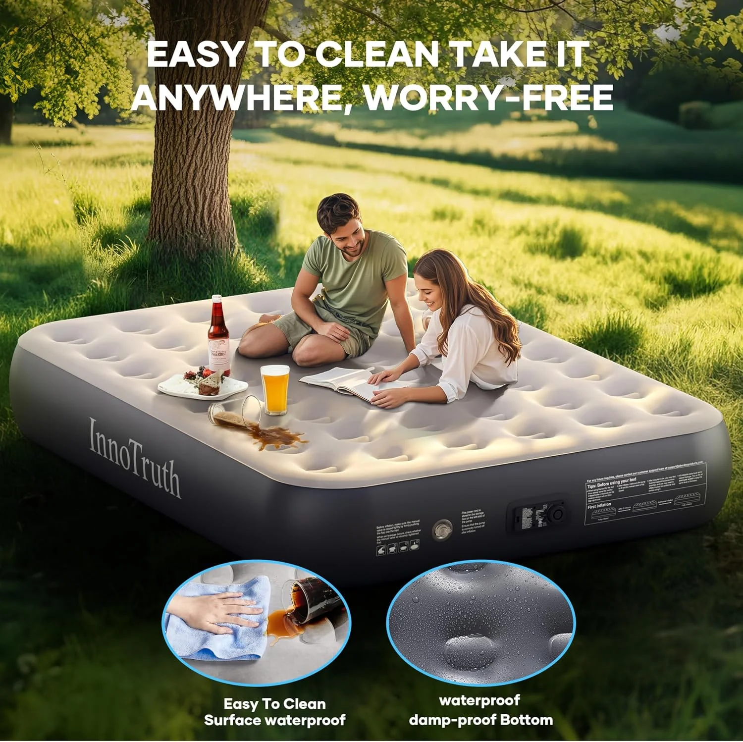 Camping Air Mattress Bed, Full Size with Built in Pump - Image 2