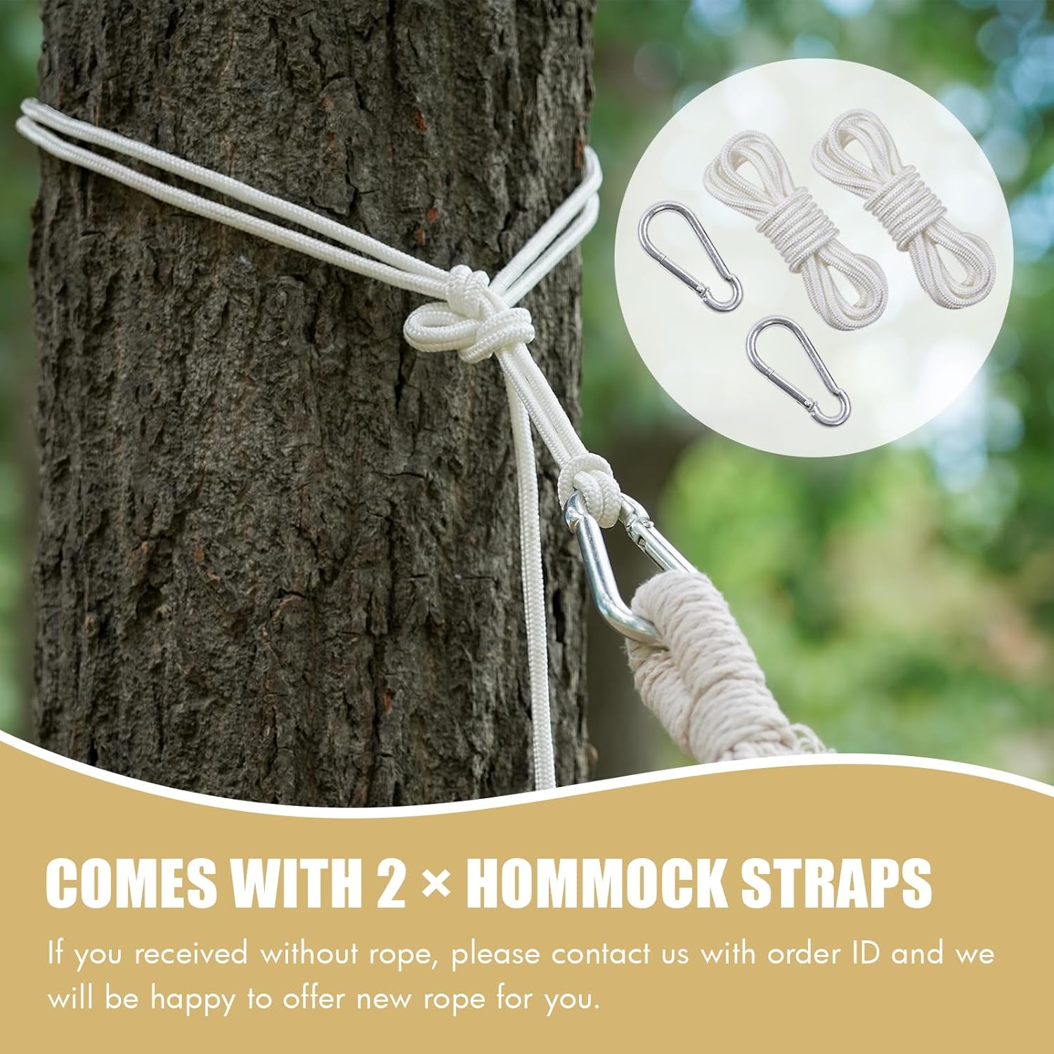 Portable Lightweight 2-Person Hanging Hammock Thick Cotton Canvas Parachute Nylon Fabric Swing Hammock