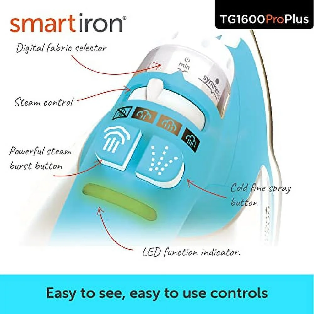 Oliso Pro Plus Ceramic-Coated Steam Iron, Blue - Image 4